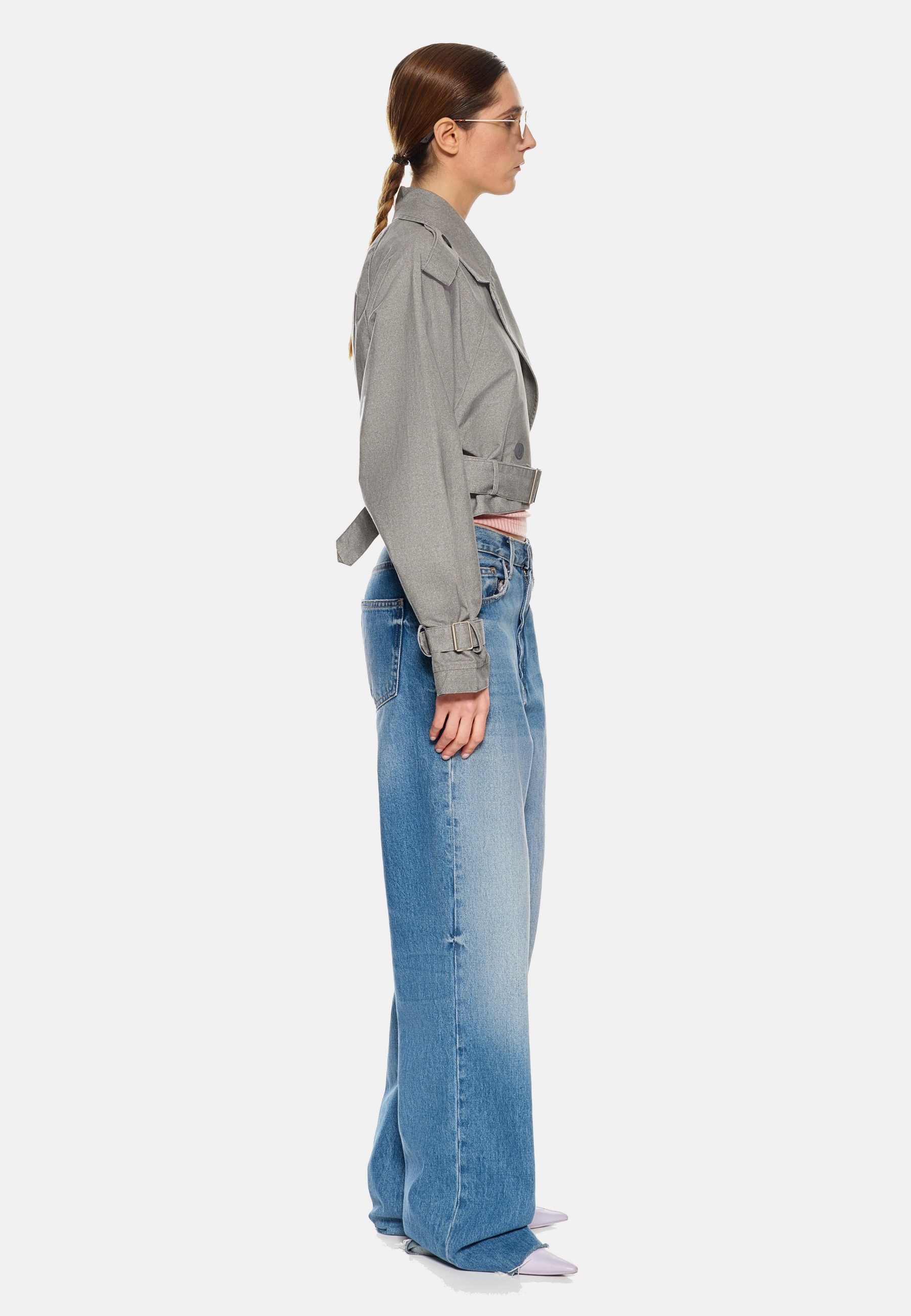 Damen Textil Jacke Elvira in Grau von Ricano - Vollansicht am Model