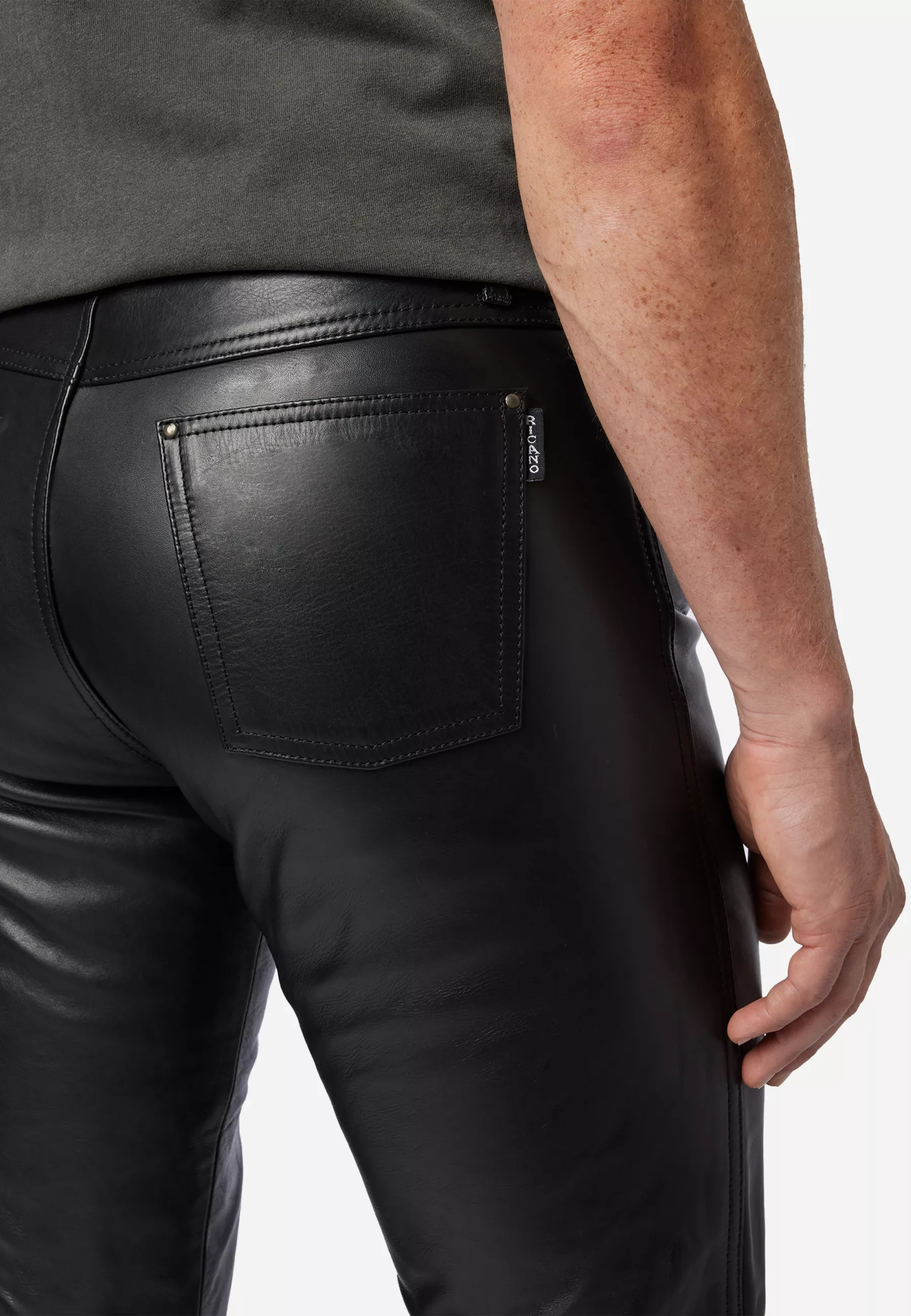 Ricano Leather trousers - schwarze nähte/black 