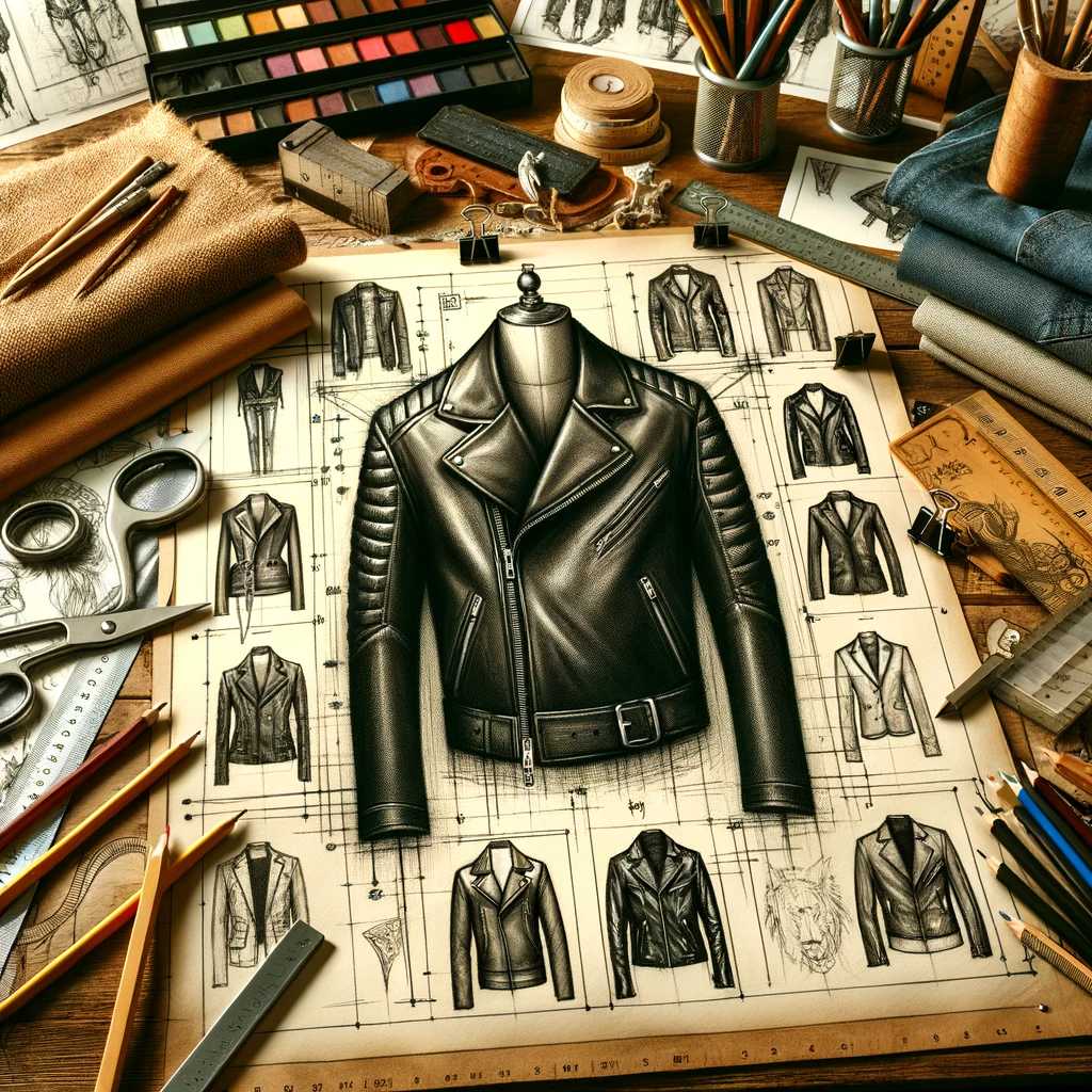 Designprozess einer Lederjacke Skizze