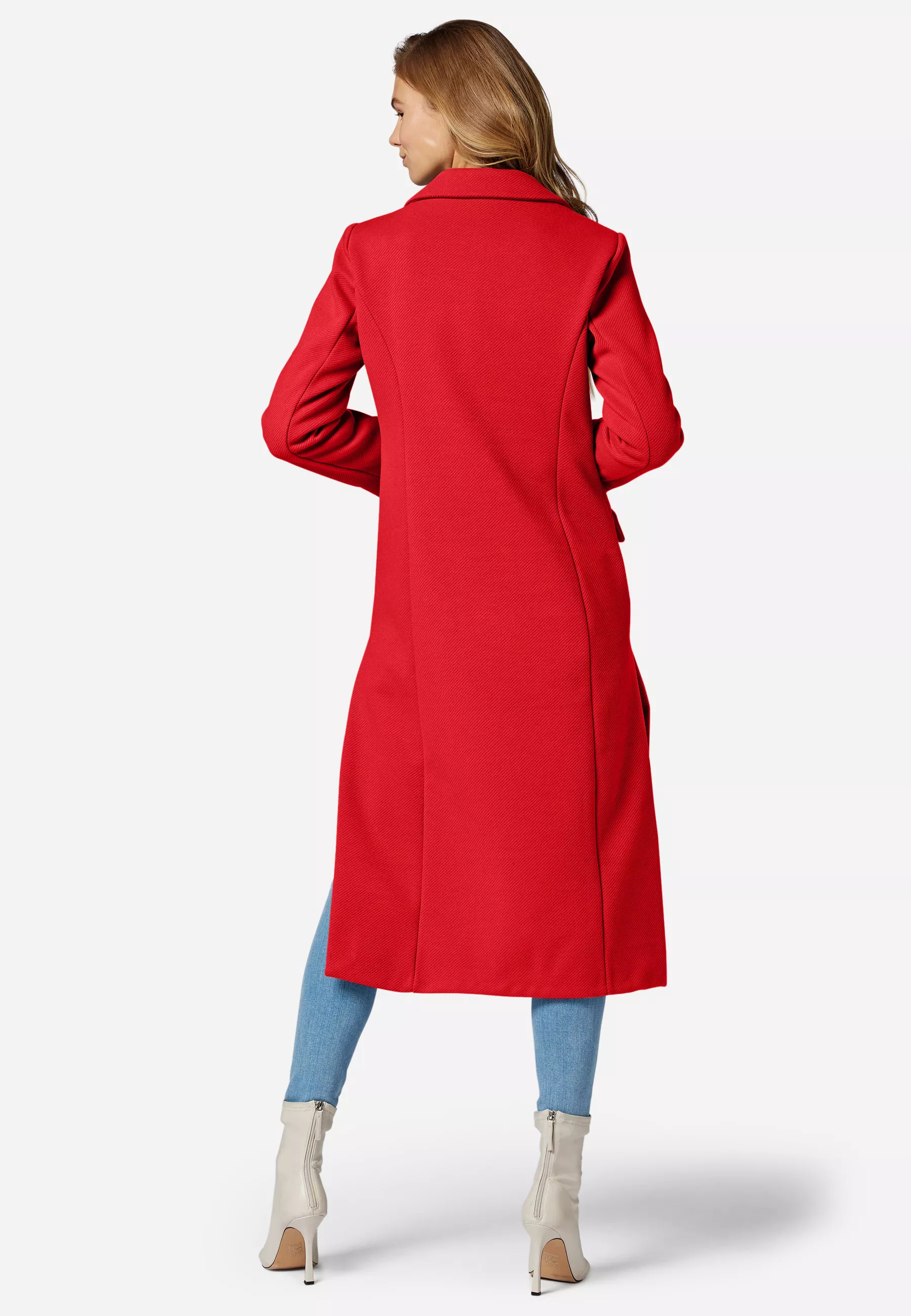 Damen Mantel Grazia in Rot von Ricano, Rückansicht am Model